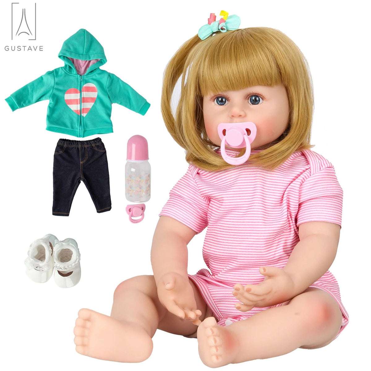 24 Inch Blond Hair Silicone Vinyl Baby Doll L503
