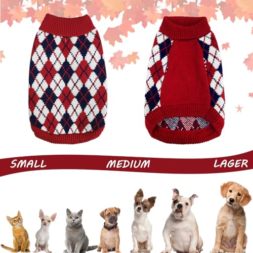 Red Argyle Knit Dog Sweater A4861