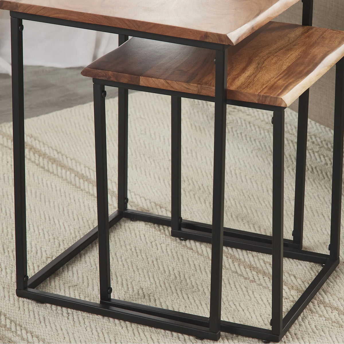 Brown and Black Wood Nesting End Table 2-Piece Set X40440