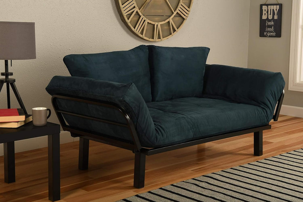 Black Lounger Frame with Suede Navy Mattress D280361