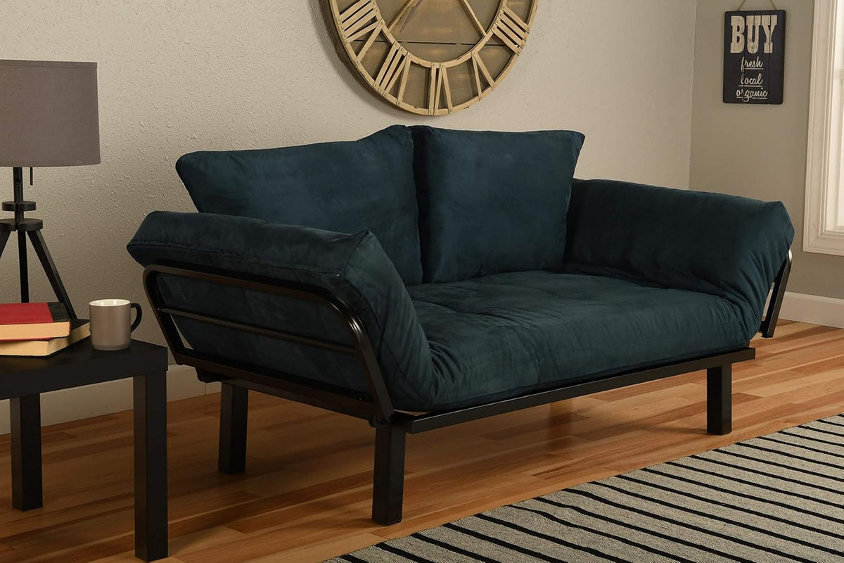Black Lounger Frame with Suede Navy Mattress D280361