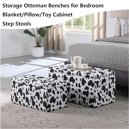 Beige Storage Ottoman Bench Set of 2 Z8452