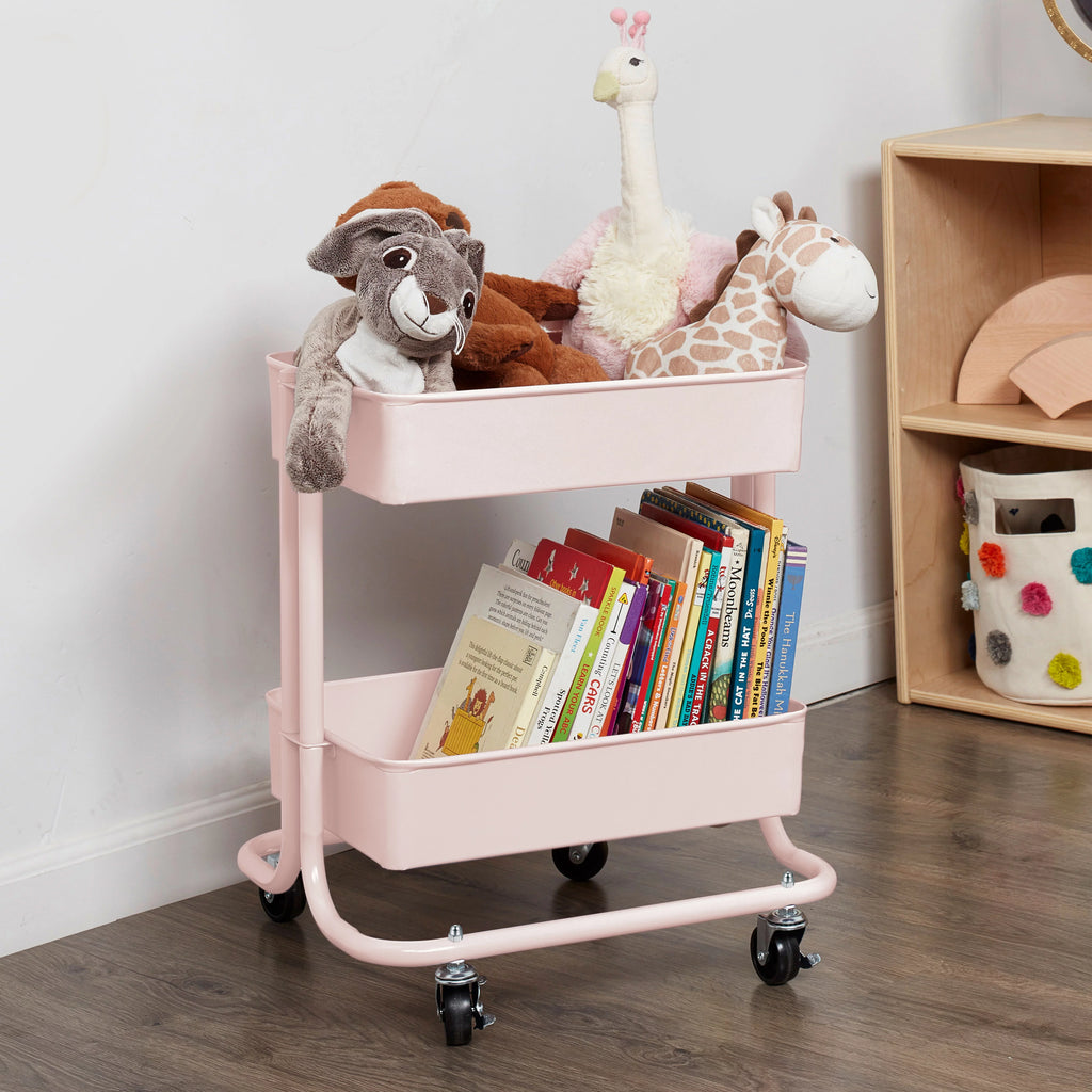 Pink 2-Tier Rolling Utility Cart B390