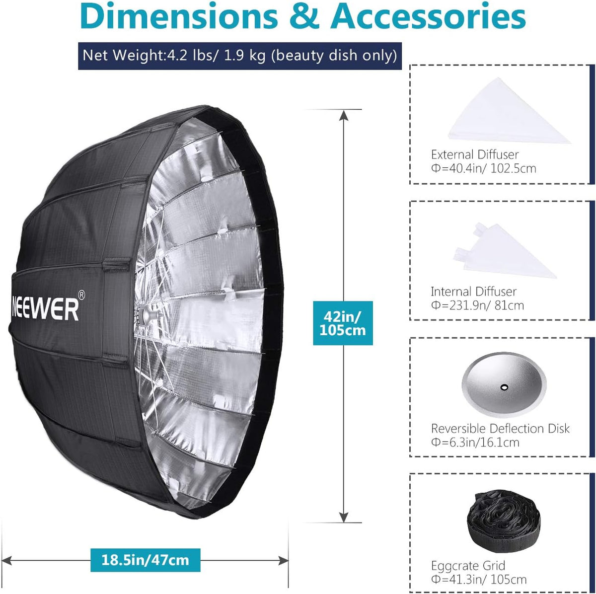 26 Inches Foldable Octagonal Softbox with Bowens Mount Speedring, Carrying Case O860751
