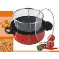 Red 4.5 Qt Non Stick Deep Fryer with Frying Basket and Glass Cover U992