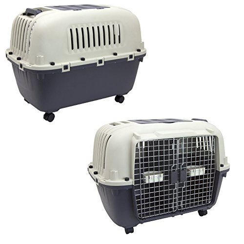 Large Gray Plastic Dog Crate G1562
