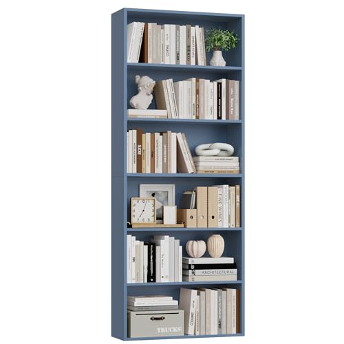 6-Tier Dark Gray Freestanding Bookcase and Bookshelf Z828