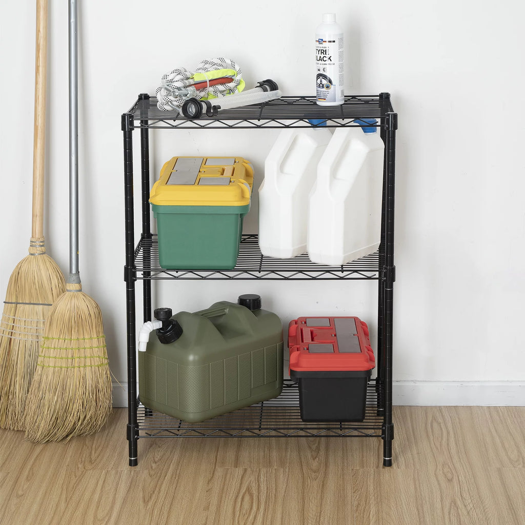 Steel 3-Tier Storage Shelf Unit Black H634107
