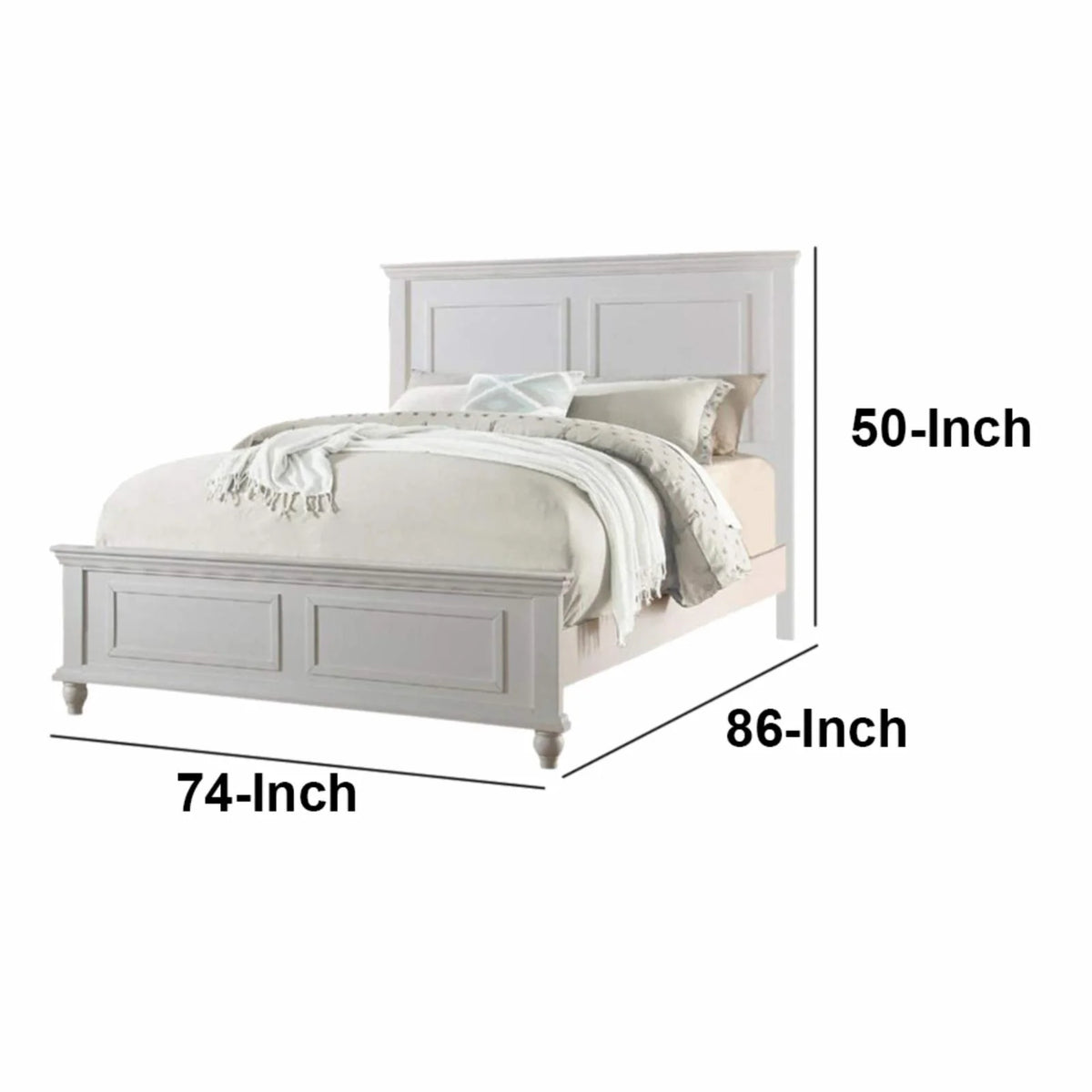 King Wooden Bed Dark Walnut Veneer White E43611