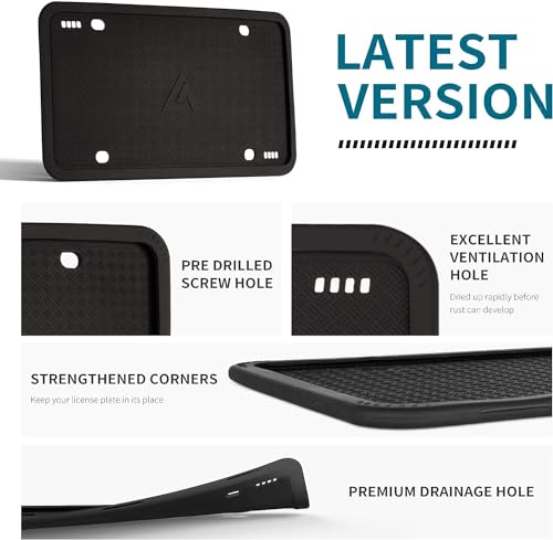 Black Silicone License Plate Frame 2 Pack H923