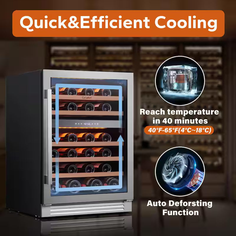 Built-In 46-Bottles Dual Zone Stainless Steel Wine Cooler E279959