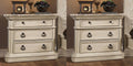Antique White Solid Hardwood Nightstand Set 2 Pcs V32297