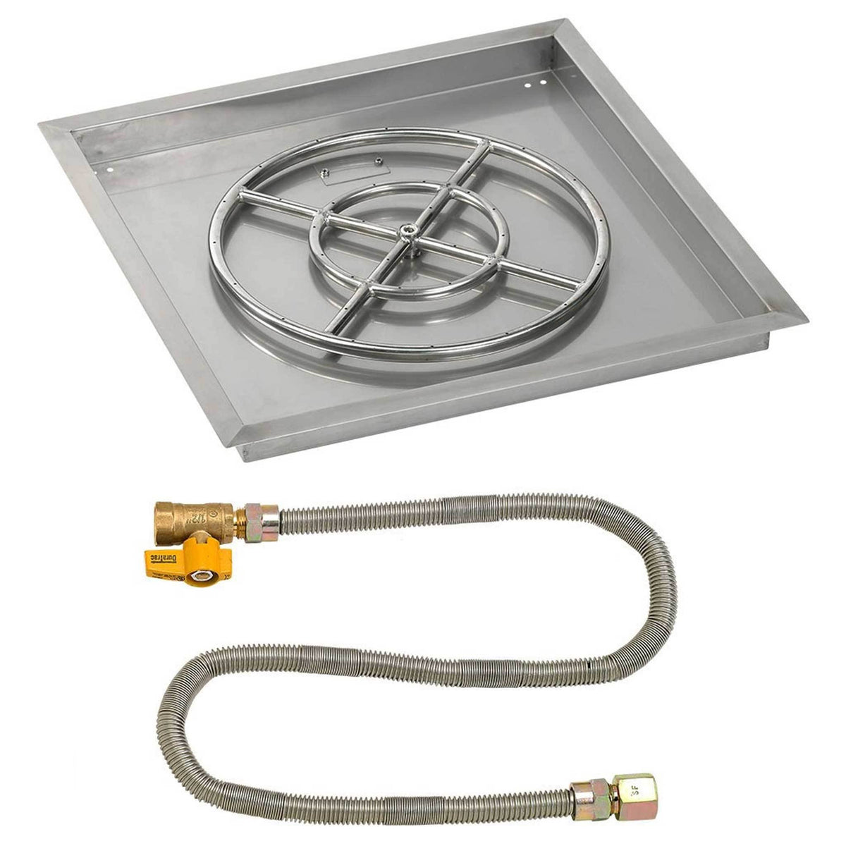 18x22 Square Stainless Steel Drop-In Pan with Match Light Kit Propane Fire Pit Ring C800465