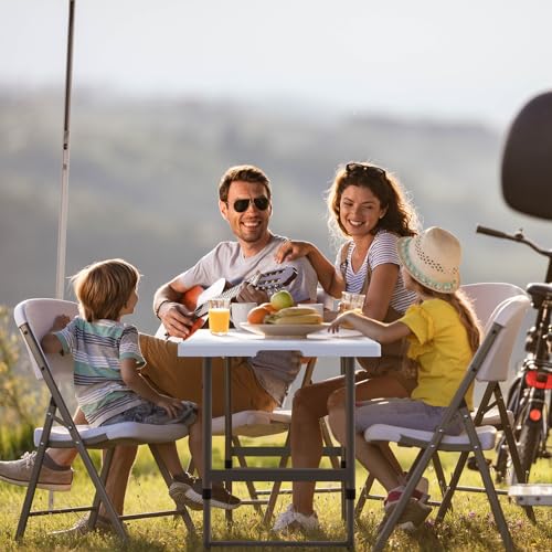 6FT Folding Table with Carrying Handle Portable Plastic R257019