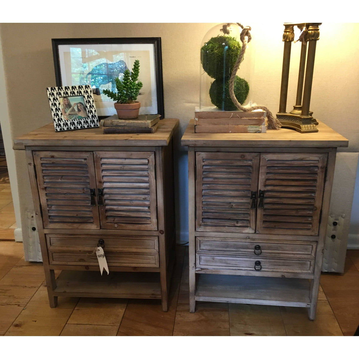 Weathered Oak 2 Door Bedside Accent Cabinet J11426