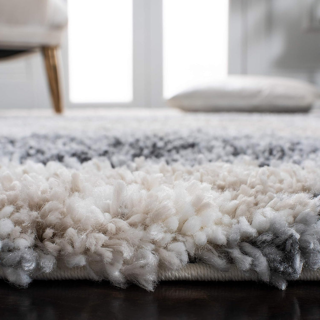 Grey & Ivory 8' x 10' Shag Area Rug F1906