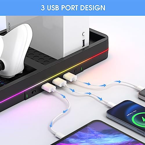 Dual Cooling Fan and Cooling Stand for Xbox Series X/S Console with RGB LED Light & 3 USB Ports O50769