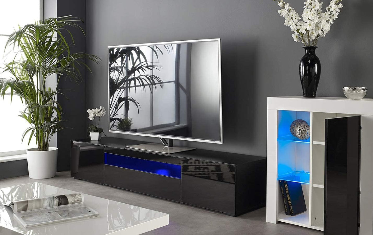 Modern Black Modular TV Cabinet with LED Lights Z5646