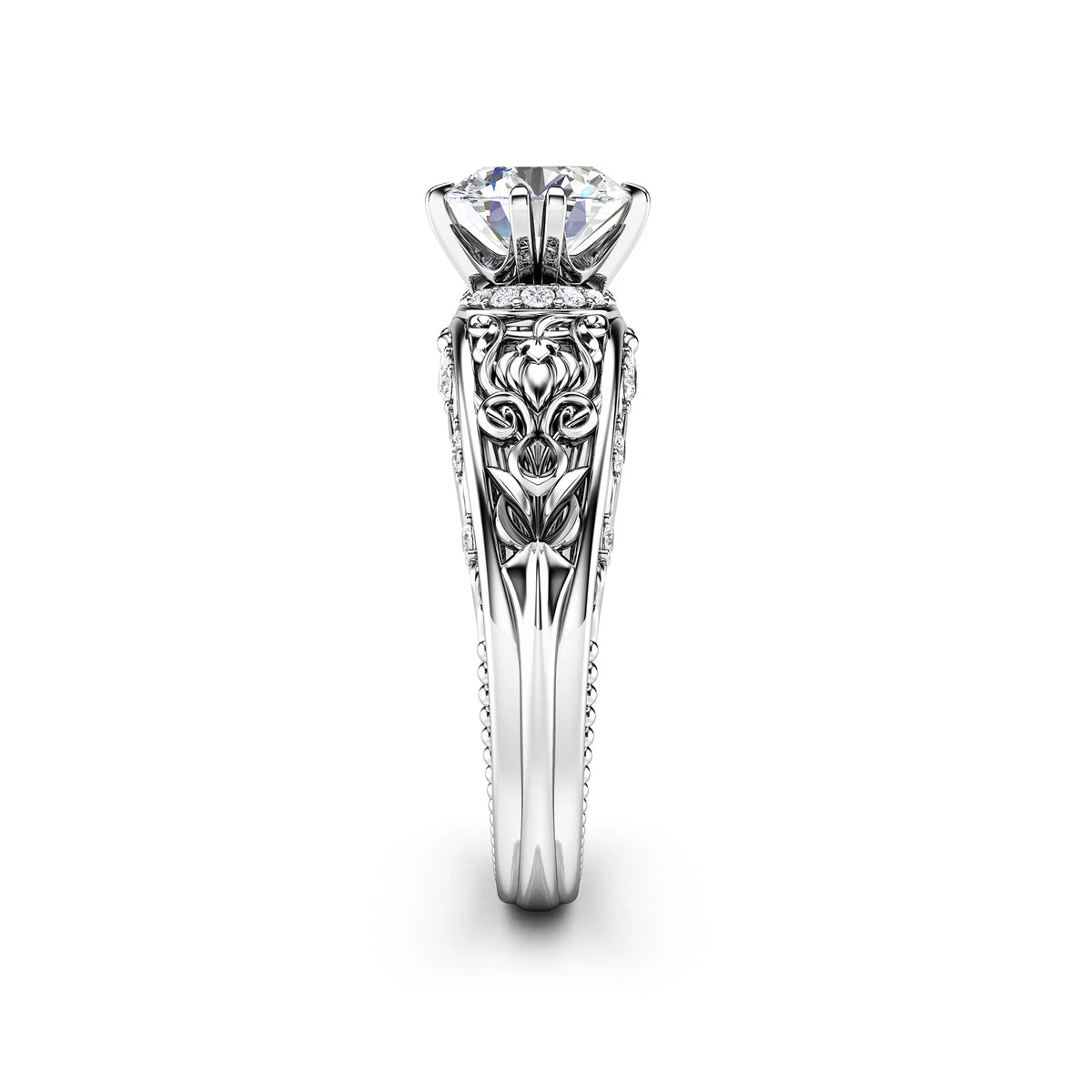 Vintage Round Moissanite Engagement Ring P5718