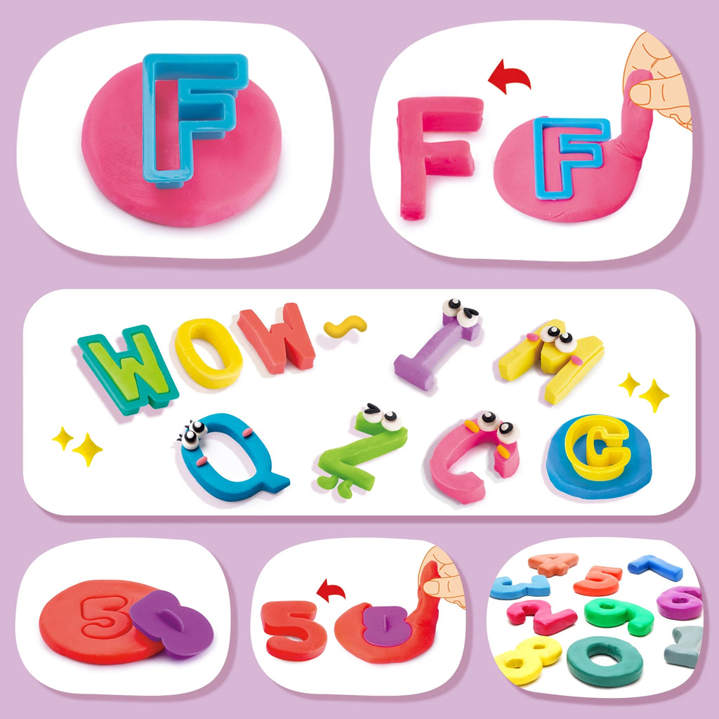 49-Piece Toddler Color Dough Tool Kit with Letters and Numbers I5821