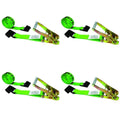 Green Ratchet Strap with Black Flat Hook 4 Pack T1368