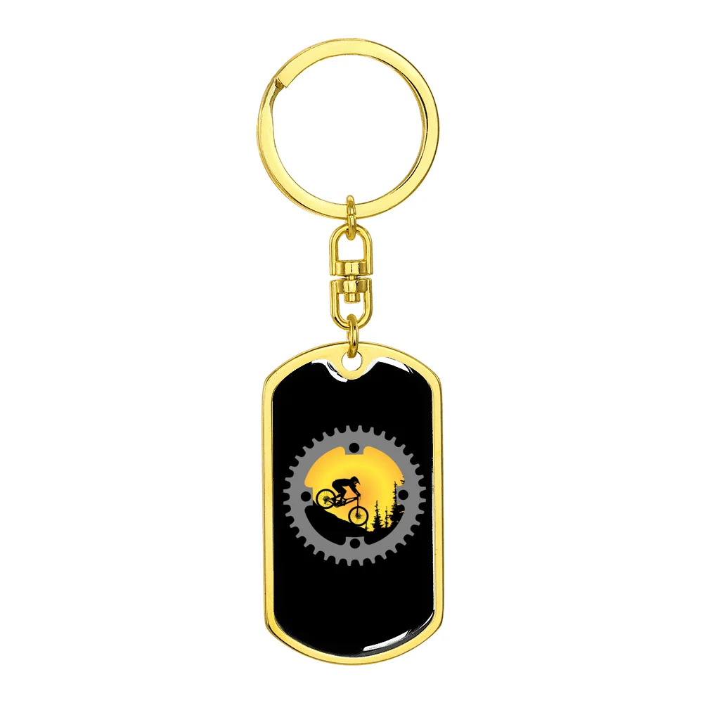Stainless Steel or 18k Gold Swivel Dog Tag Keychain V227