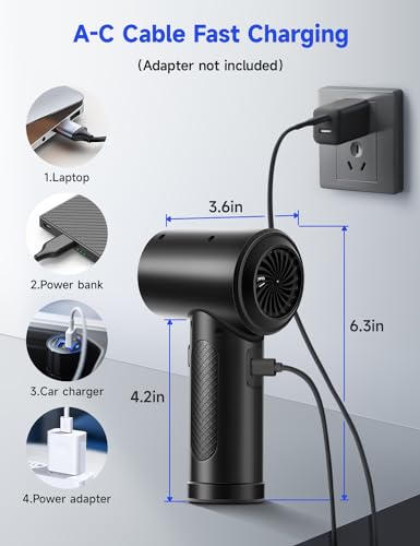 Compressed Air Duster 3-Gear 51000RPM Cordless Rechargeable LED Light Black P88348
