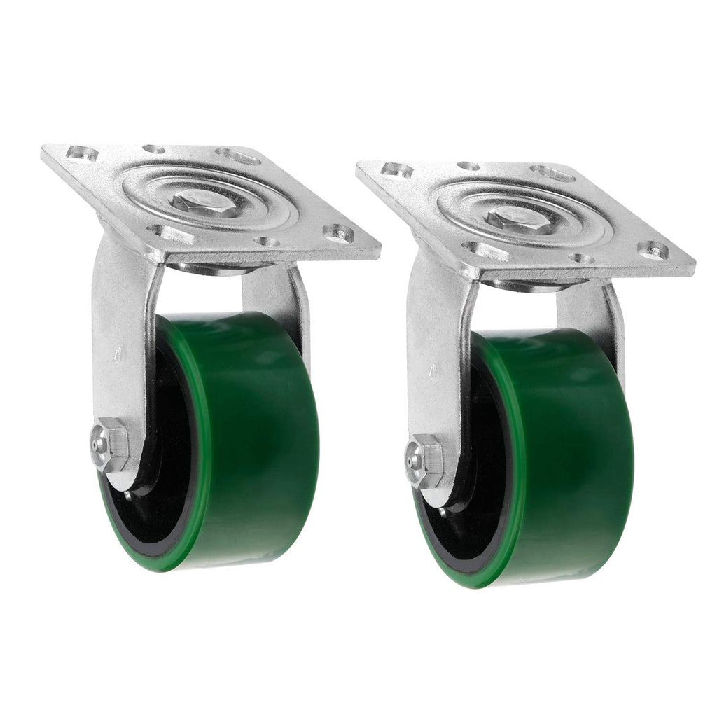 4 Quantity Heavy Duty Swivel w/Brake Rigid Polyurethane Mold on Steel Wheel Caster X456353