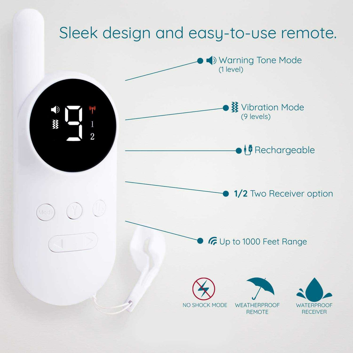 Mini No Shock Remote Collar for Dogs with Beep and Vibration Modes Y886