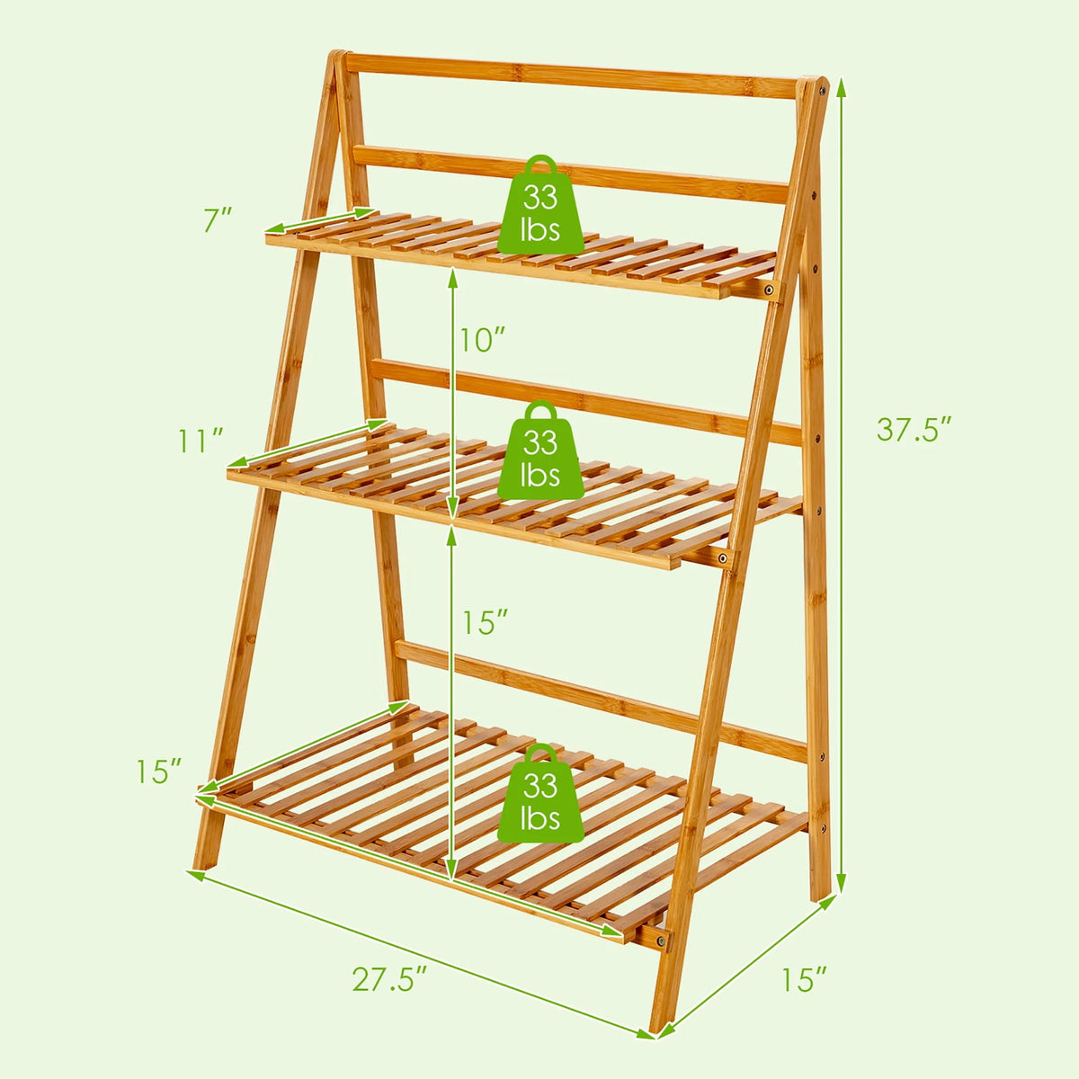 3 Tier Bamboo Flower Pot Shelf Stand Q470093
