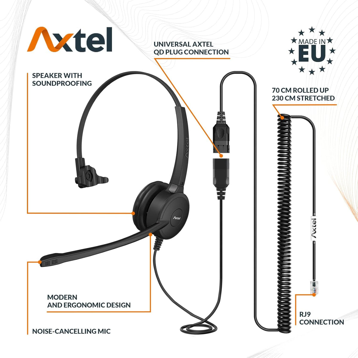 Headset Bundle with Noise Cancellation Cable Adapter Pack of 2 F9619