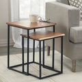 Brown and Black Wood Nesting End Table 2-Piece Set X40440