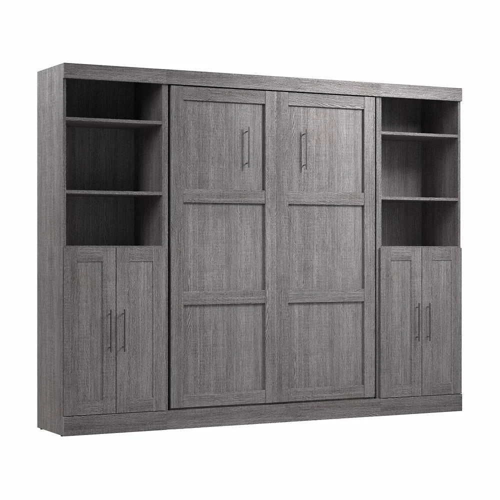 Bark Gray Full Murphy Bed with Closet Storage I917