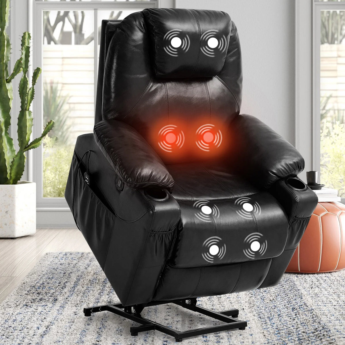 Large Power Lift Recliner Chair with Massage and Heating W954