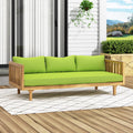 Acacia Wood 3-seat Daybed with Green Cushion U149004