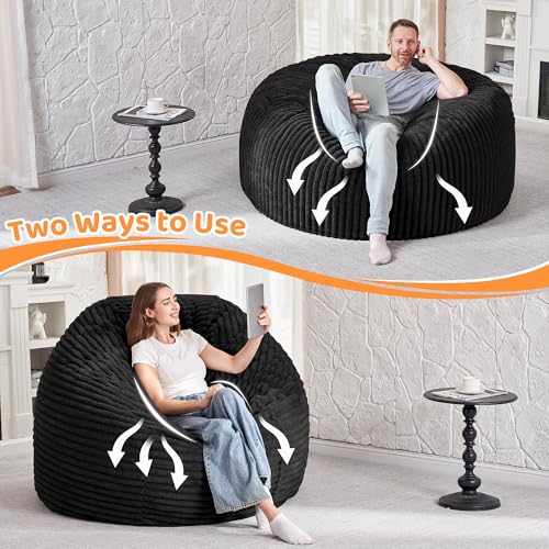 5FT Grey Memory Foam Bean Bag Chair with Plush Cover C64161