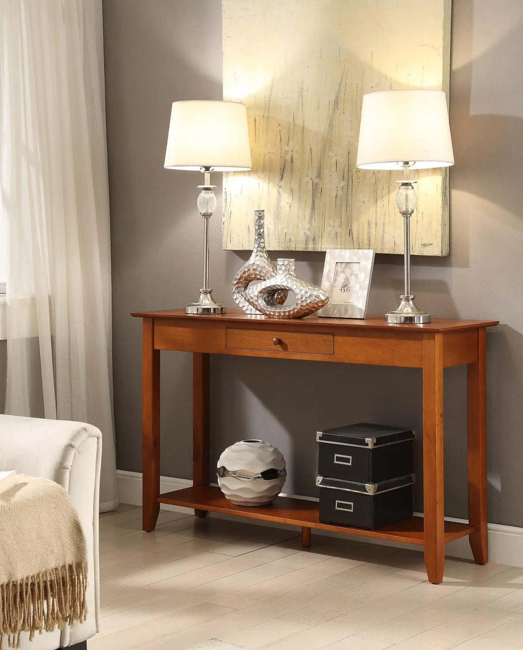 Cherry Console Table With Drawer L1056