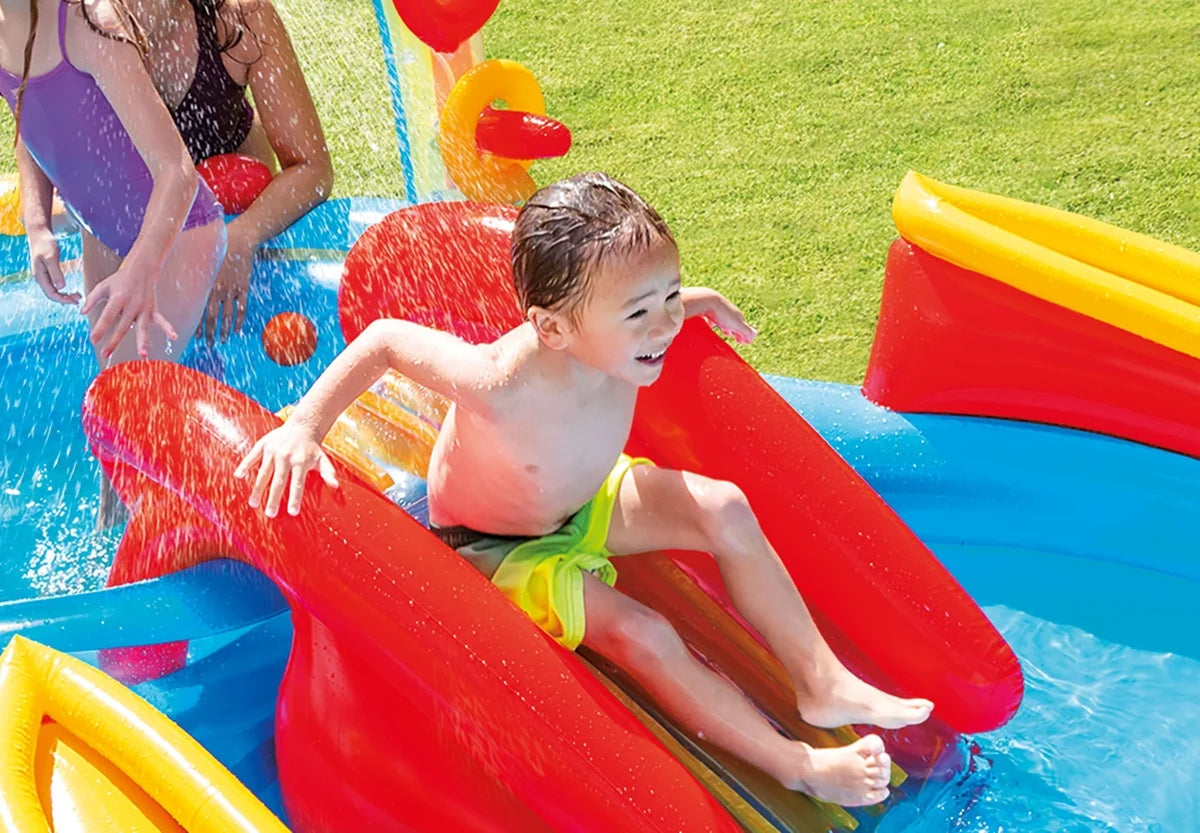 Rainbow Ring Inflatable Play Center with Slide Q56761