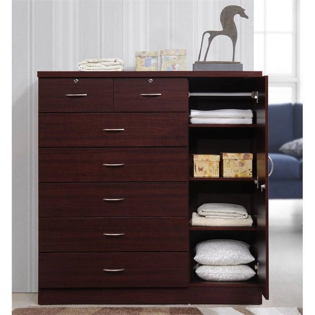 2 Piece Bedroom Set with Captain Bed and Chest in Mahogany Wood W419