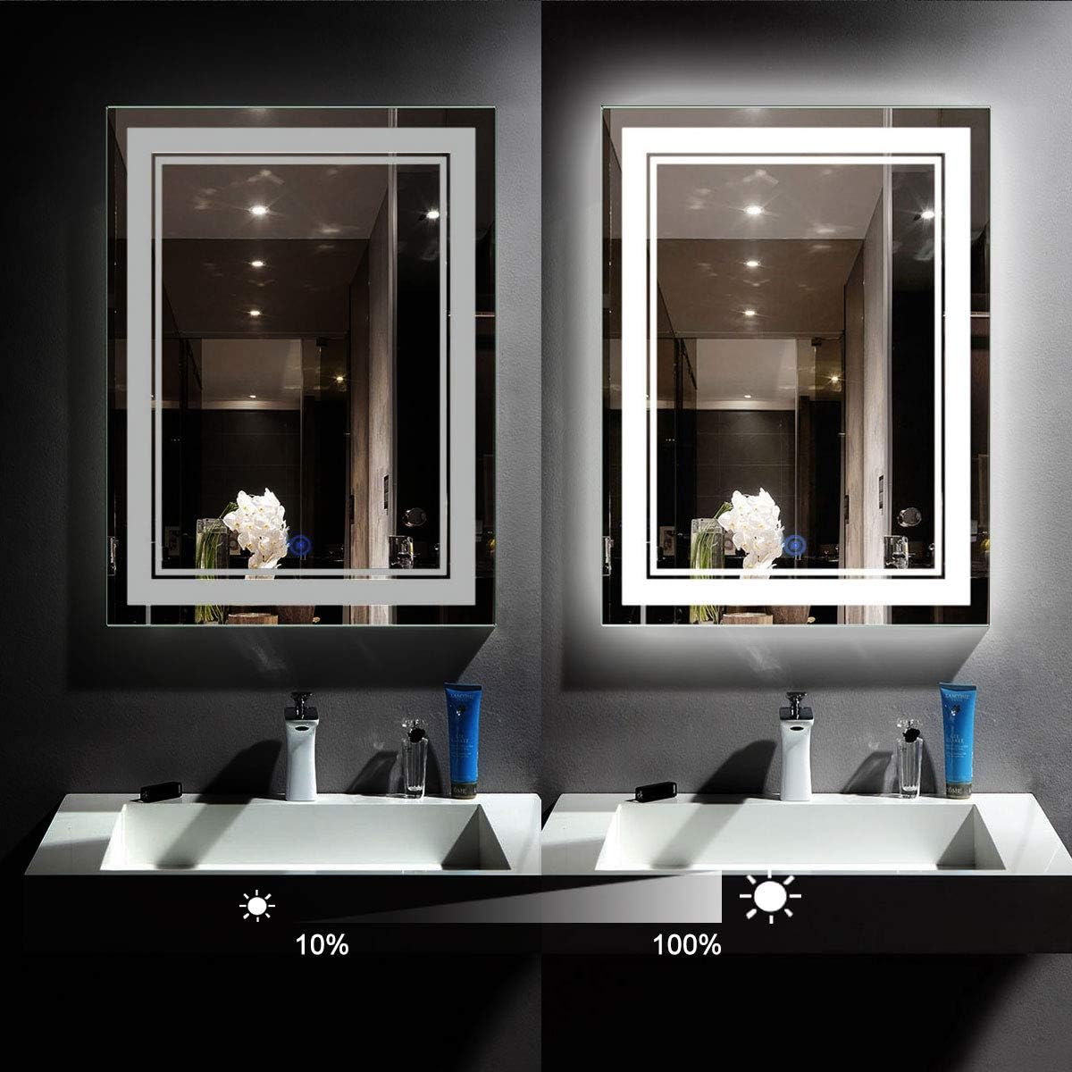 28 x 36 in Vertical Dimmable LED Bathroom Mirror with Anti-Fog Function C522