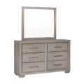 Gray Wood 6 Drawers Dresser with Mirror K2617