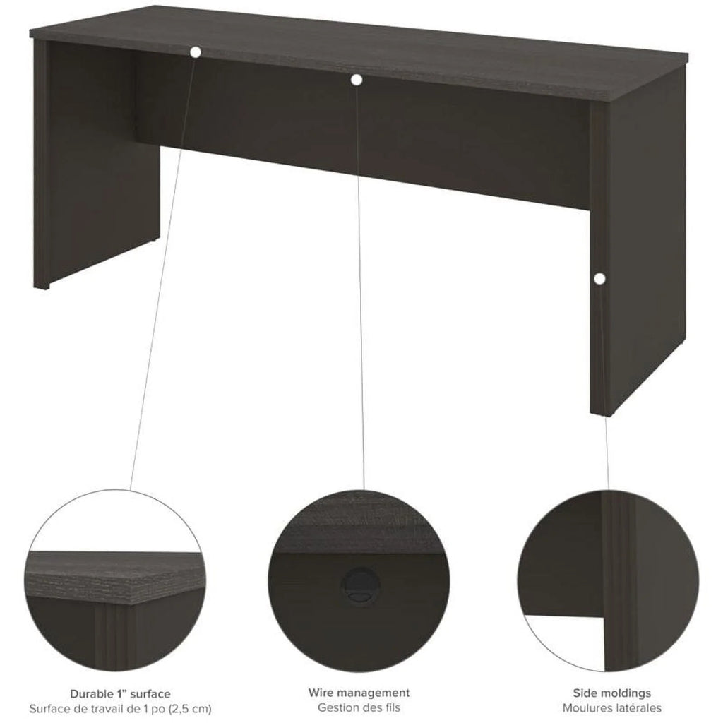 6 Piece Wood L Shaped Computer Desk with Hutch in Bark Gray T681885