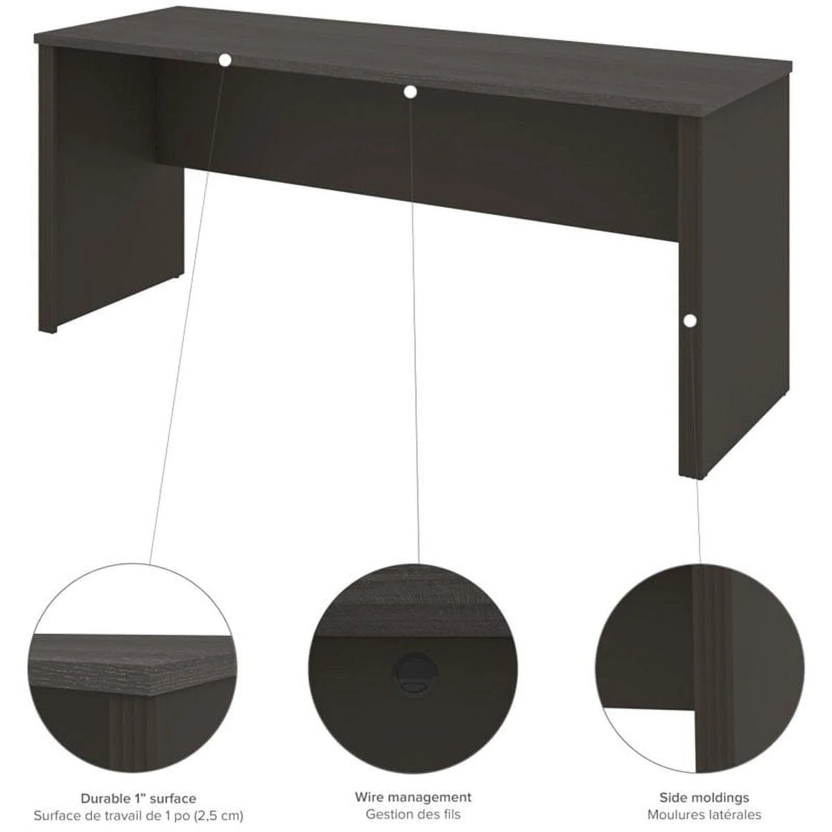 6 Piece Wood L Shaped Computer Desk with Hutch in Bark Gray T681885