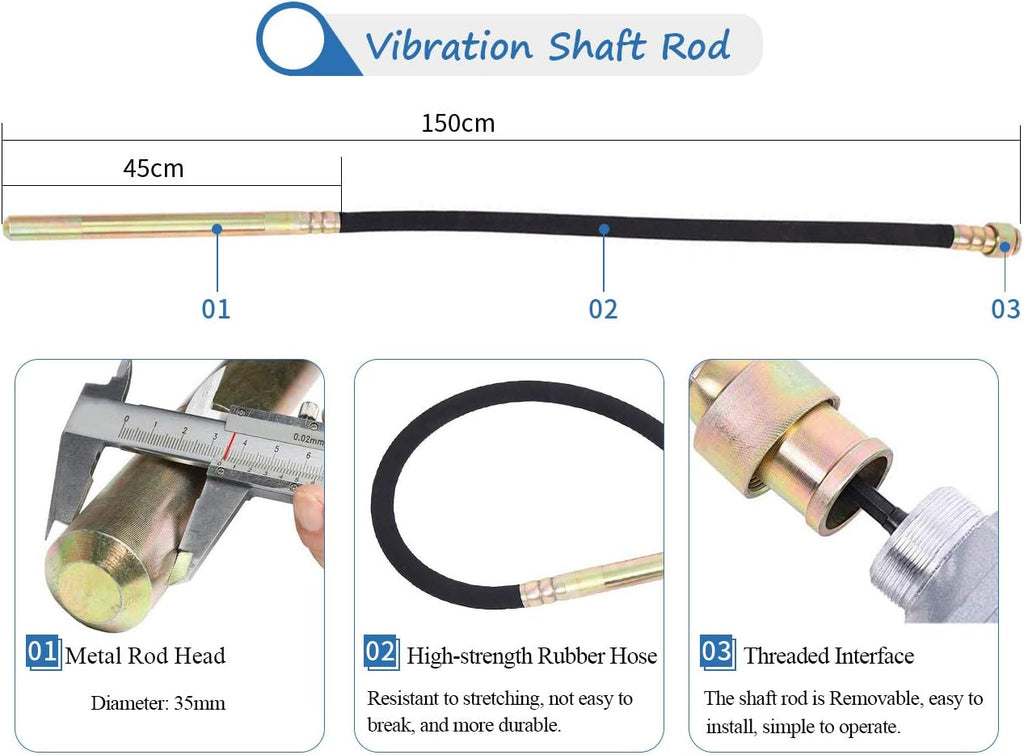 800W 110V Electric Concrete Vibrator 5ft L20629