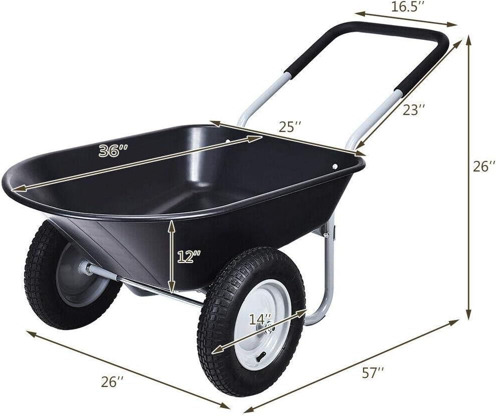 Black Wheelbarrow Garden Cart with Wheels Y3620