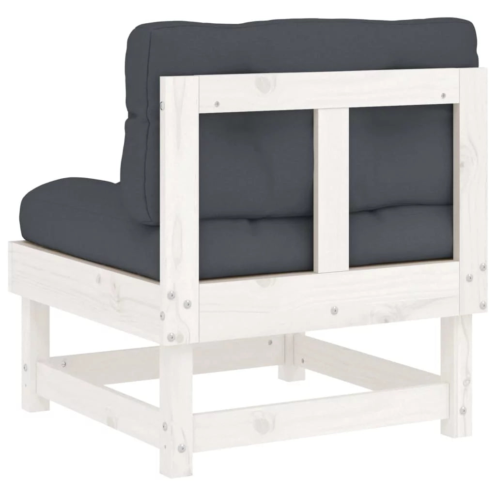 White Solid Wood Pine Middle Sofa with Cushions L384983