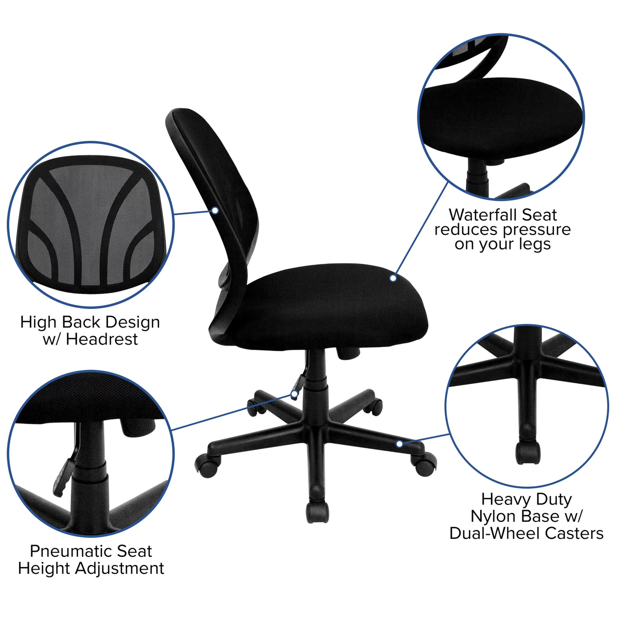Black Mesh Swivel Office Chair W822329