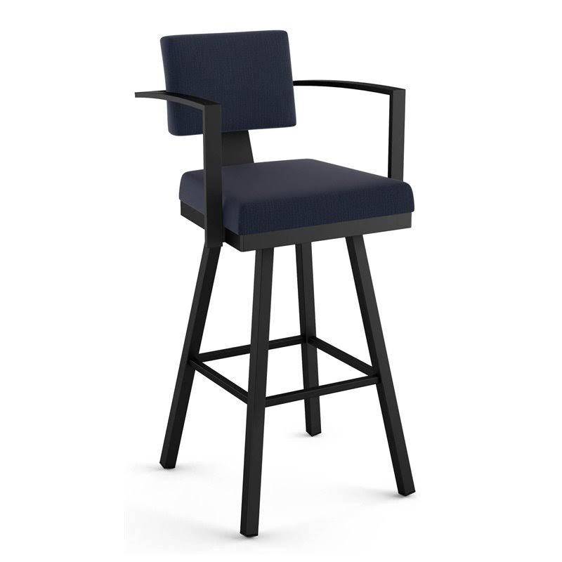 Dark Blue/Black Polyester Swivel Counter Stool B60002