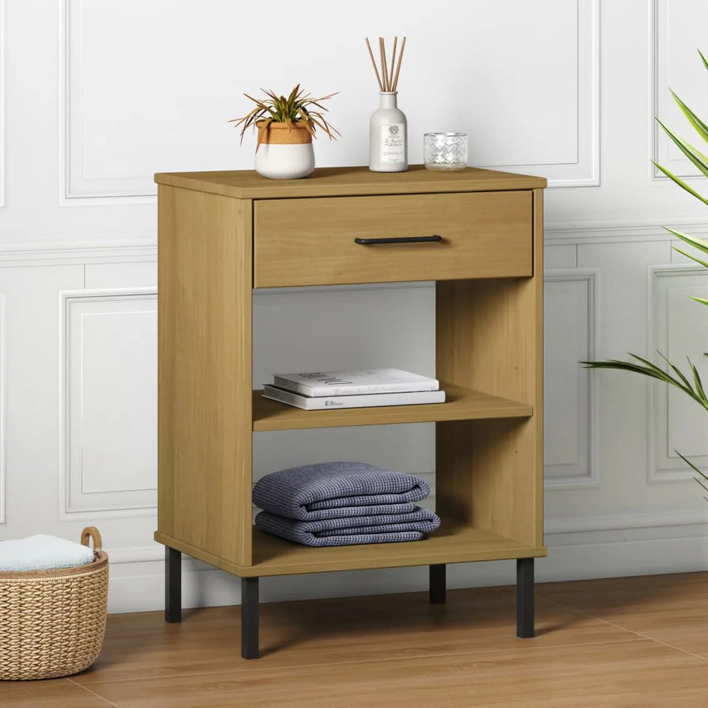 Pine Wood Console Cabinet with Drawer and Shelves Z826