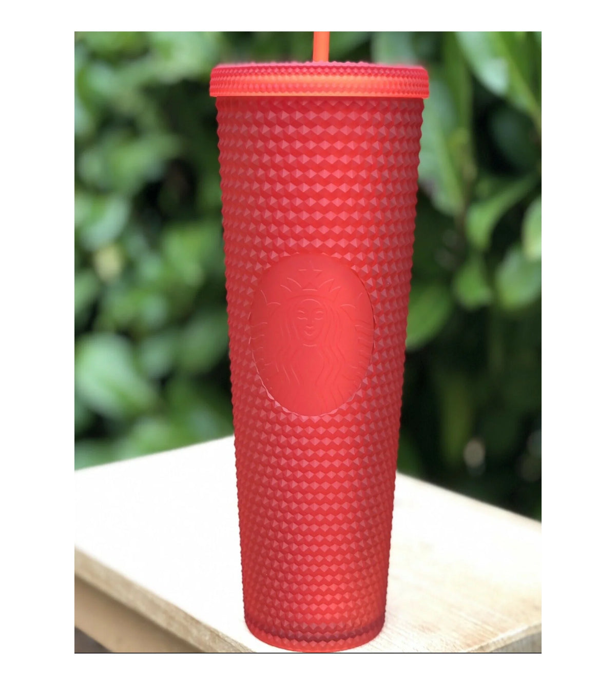 Red Studded Tumbler with Straw B961